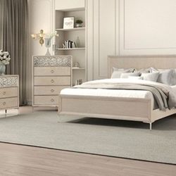 Brand New Natural Oak 4pc Queen Bedroom Set (Available In Eastern King)