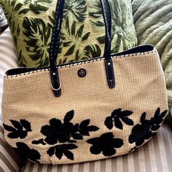 Tory Burch Kerrington Square straw Tote