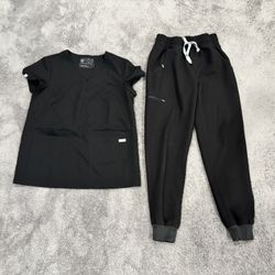 XS FIGS Black Scrub Set
