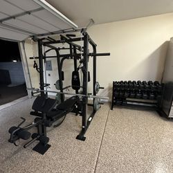 Vesta Fitness Smith Machine 1001 w/Bench Attachment | 245lb Cast Iron Olympic Weights | 7ft Olympic Bar | Fitness | Gym Equipment | FREE DELIVERY 🚚 
