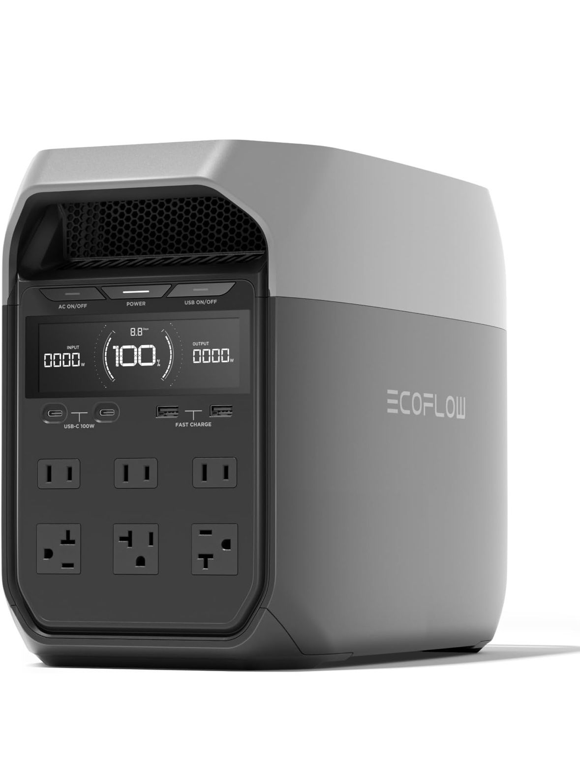 EF ECOFLOW DELTA 3 Portable Power Station, 1024Wh LiFePO4 Battery, Full Charge in 56 Min, 1800W AC/100W USB-C Output, Solar Generator(Solar Panel Opti