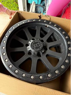 Black rhino rims set of 4( 1 bent) obo