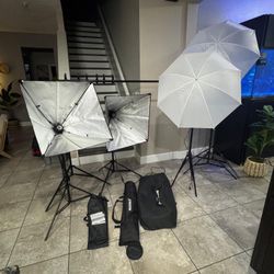 NEEWER 2.6M x 3M/8.5ft x 10ft Background Support System and 800W 5500K Umbrellas Softbox Continuous Lighting Kit