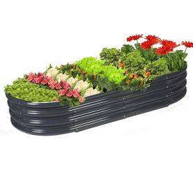 New in box -Raised Garden Bed GRS Certified Galvanized Planter Box Outdoor, 5ft Oval Rot-Resistant Metal Garden Bed Planter, Recycled Material Planter