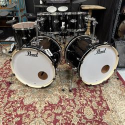 Pearl Export 6pc Double Bass Jet Black Drum Set
