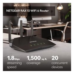 NETGEAR - AX1800 WiFi 6 Router, 1.8Gbps (RAX10)
