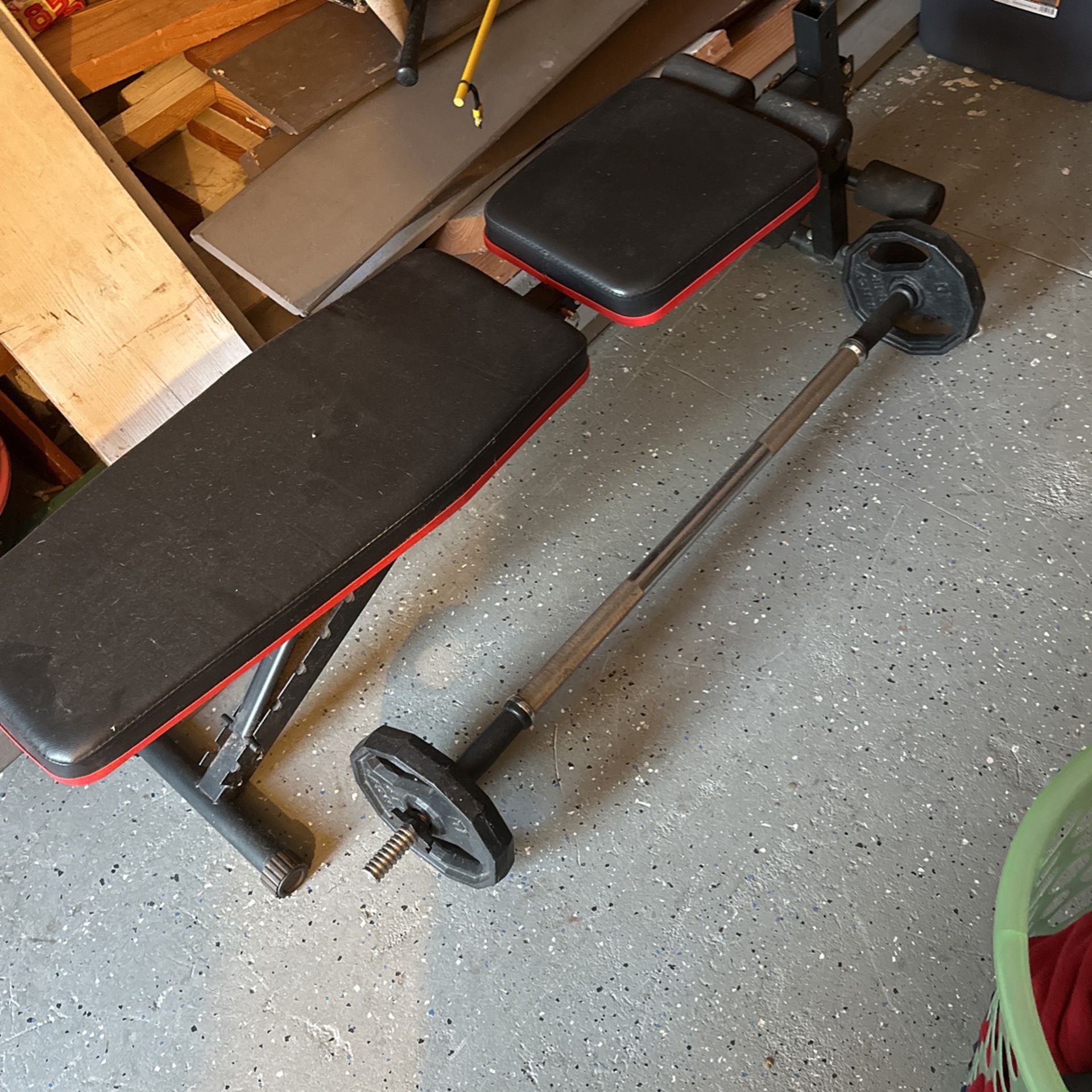 Work Out Bench And Curl Bar 
