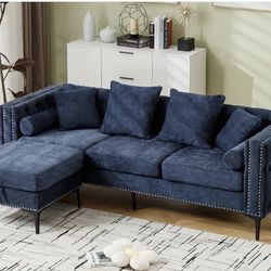 85" Wide L-Shaped Reversible Sectional Sofa