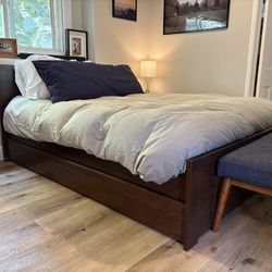 Ikea Bedframe with Drawers and Nighstand (Songesand)