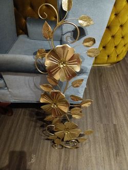 Gold Metal Floral Wall Art Decor
