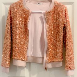 Girls Rose Gold Sequence Jacket/cardigan Size 7-11