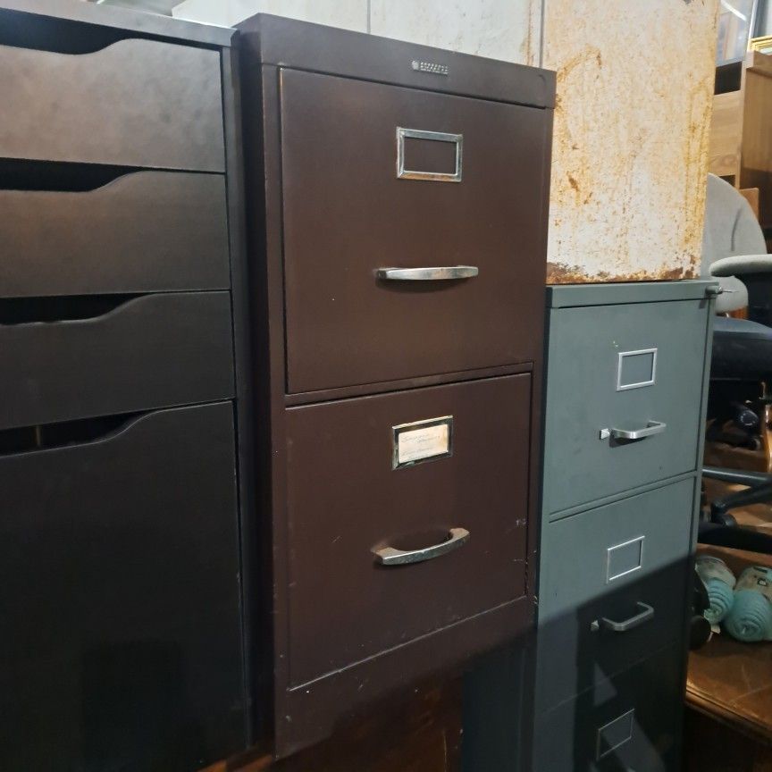 2 Drawer Brown File Cabinet