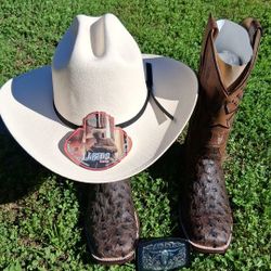 Ostrich..hat And Beltbuckle 