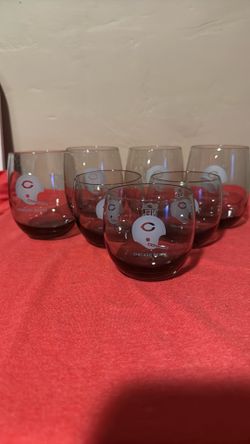 Vintage 1970s Chicago Bears smoked glass Set