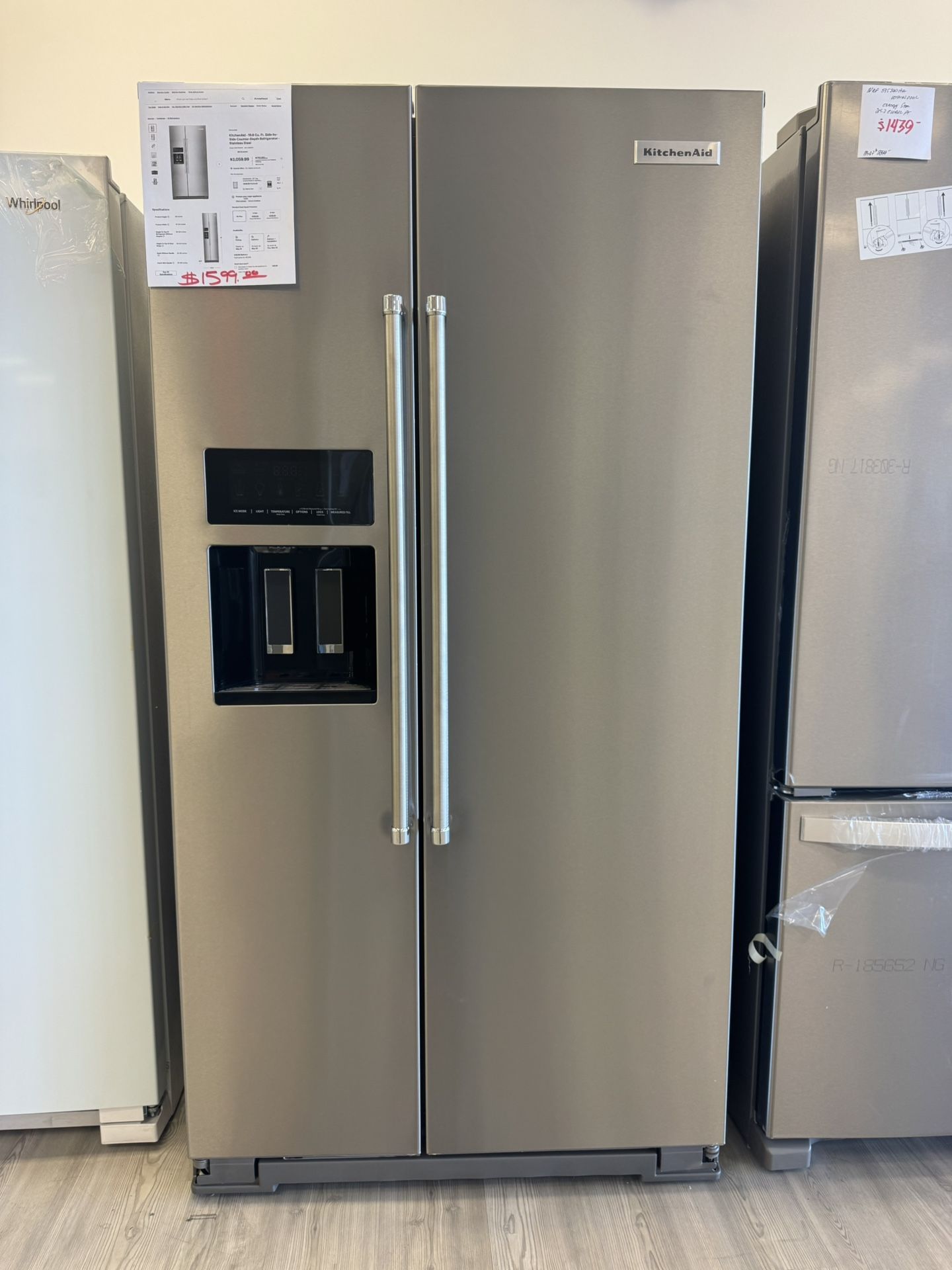KitchenAid Side By Side Counter Depth Refrigerator In Stainless Steel