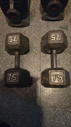 HEX DUMBBELLS 75LB STEEL DUMBBELL WEIGHTS SET