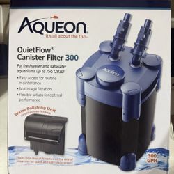 Aqueon QuietFlow Canister Aquarium Filter 300 - Black/Blue Brand New