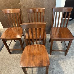 Set of 4 Wooden Counter-Height Chairs