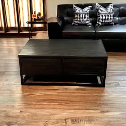 Coffee table with four large hidden drawers 48Wx26Dx19H