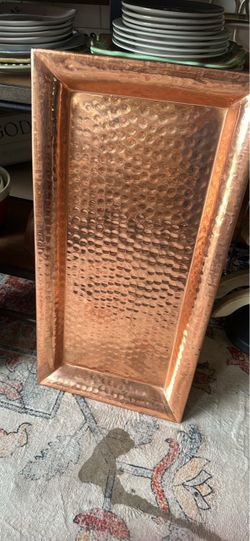 Hammered Copper Rectangular Serving Tray