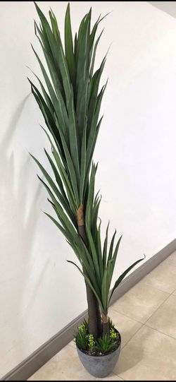*** JUST REDUCED *** 78" Faux Yucca in an 11" (Diameter) Resin Planter with Mixed Stone/Succulents @ Lasting Creations