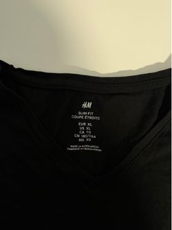 Authentic H&M Men’s Black Slim Fit V-Neck T-Shirt - Size XL