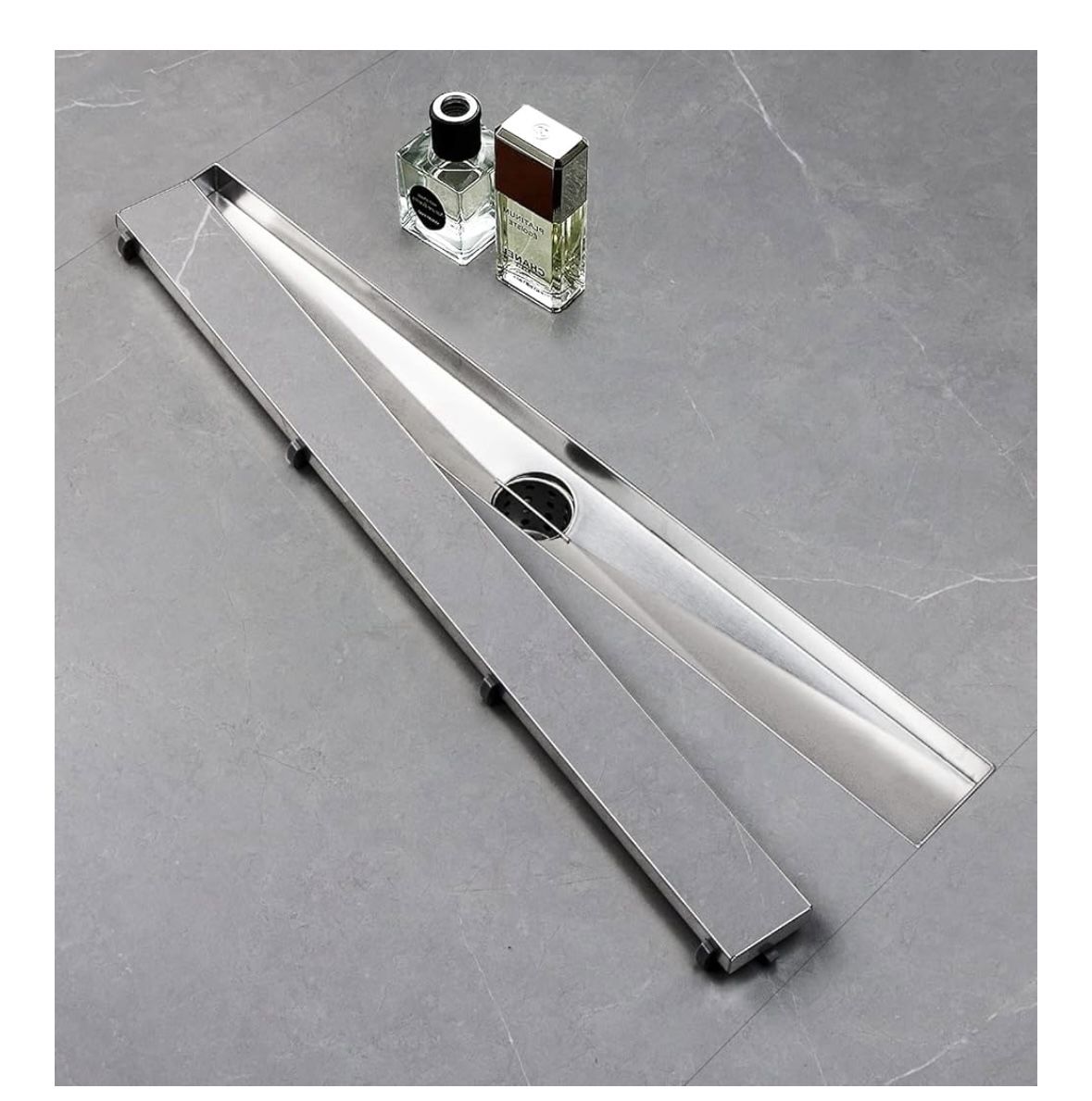 SaniteModar Linear Shower Drain, Linear Drain 60 inch with 2 in 1 Tile Insert & Flat Panels, 304 Stainless Steel Brushed Invisible Shower Floor Drain 