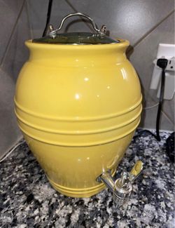 Vintage Refreshing Lemonade Ceramic Crock Dispenser 14" Tall in great condition.