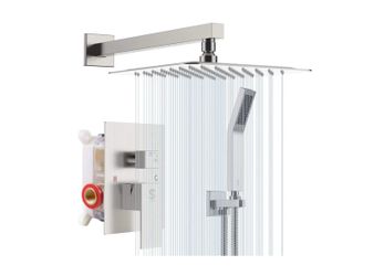 NEW! SR SUN RISE 12 Inch Ceiling Mount Brushed Nickel Shower System