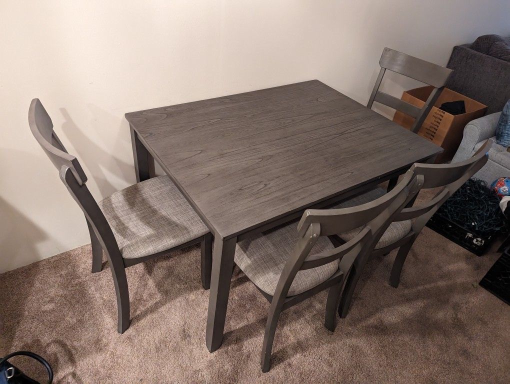 Gray Kitchen Dining Room Table With 4 Chairs