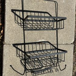 Black Metal Shower Caddy -2 Tier Hanging Storage