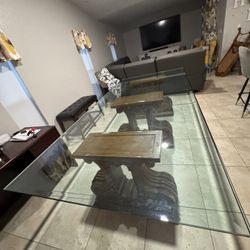 Large Glass Dining Table