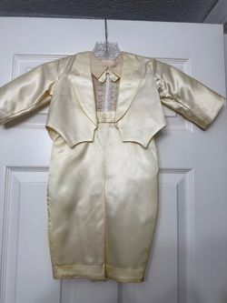 Vintage Infant Boy's Satin Christening or dedication Romper and Tailcoat Set
