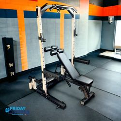 Brand New Olympic Squat Rack Cage Bench Press + Adjustable Commercial  Weight Bench  Home Gym Equipment 