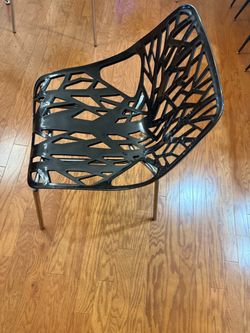 Black Geometric Cutout Chair with Metal Legs