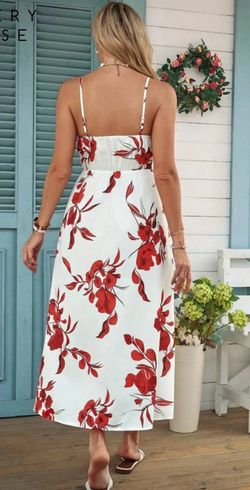 White red floral maxi dress