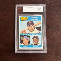 1965 topps rbi leaders boyer, mays #6 BGS 6.5