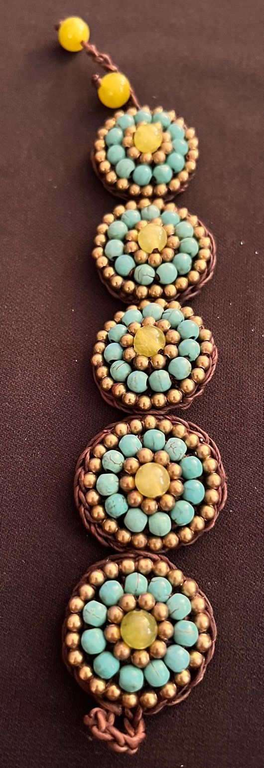Bohemian Turquoise Blue Beaded Cuff Bracelet