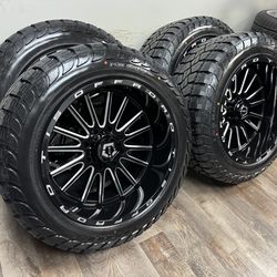 -NEW 22x12 new style tis wheels wrapped in 35x12.50r22 tires.They are 8 lug 8x180 bolt pattern.  -Mounted balanced TPMs sensors lugnuts and installati