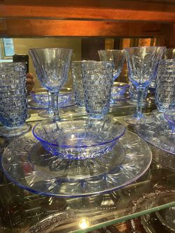 VINTAGE 1980s Service For Six - 18 Pieces Total  - Avon + Fostoria American Starburst