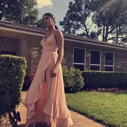 Blush Long Length Slit Prom Style Dress