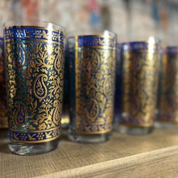 Georges Briard Highball Paisley Glasses Set Of 8