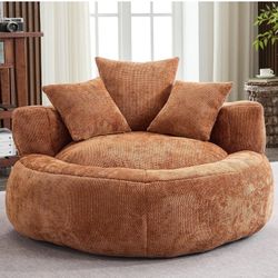 Giant Bean Bag Couch Chairs for Adults, Oversized Lazy Sofa with Memory Foam Filling and 3 Pillows, Soft Chenille Bean Bag Couch for Living Room Bedro