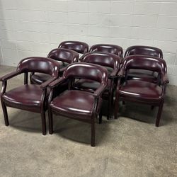 Burgundy Office Chairs But One or All 8 Durables 