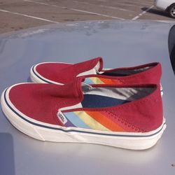 Vans Classic Slip On Red Rad Rainbow W Size 9 M 7.5