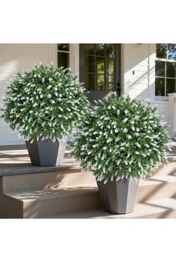 26'' Artificial Topiary Boxwood Ball Trees with Lavender 2 Pack
