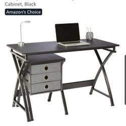 Realspace  X-Cross 48"W Computer Desk With File Cabinet, Black