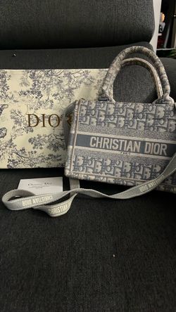Christian Dior grey white mini tote