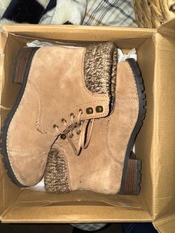 Tan Lace-Up Ankle Boots