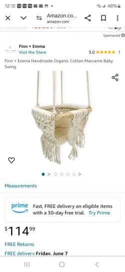 Finn + Emma Handmade Organic Cotton Macrame Baby Swing
